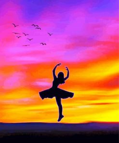 Sunset Ballerina Silhouette paint by numbers