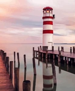 Sunset Podersdorf Lighthouse Austria paint by numbers