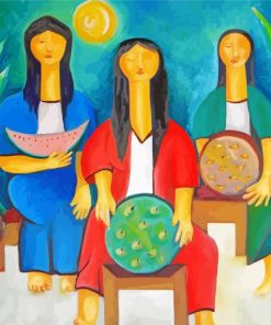 Three Women Vendors paint by numbers