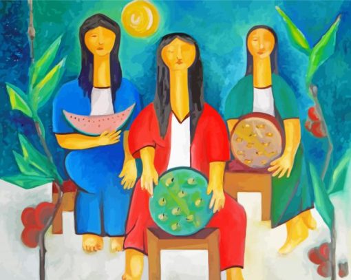 Three Women Vendors paint by numbers