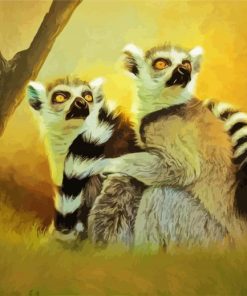 Two Lemurs paint by numbers