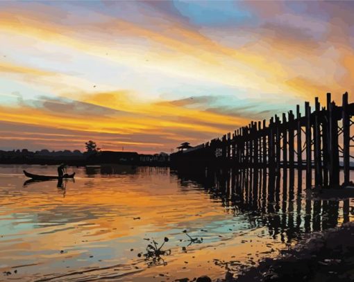 U Bein Bridge Myanmar paint by numbers