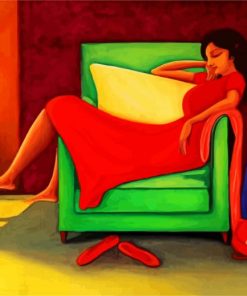 Woman Relaxing On Sofa paint by numbers