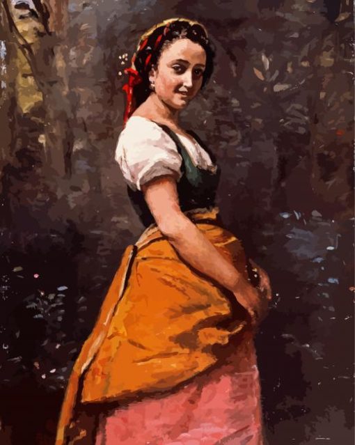 Young Woman in the Woods Corot paint by numbers