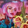 Abstract Lady and Flowers paint by numbers