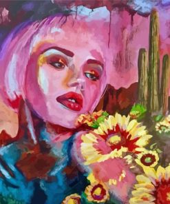 Abstract Lady and Flowers paint by numbers