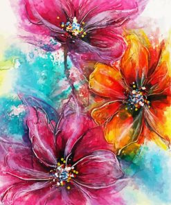 Abstract Three Flowers paint by numbers