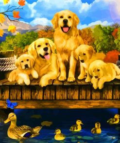 Adorable Dogs and Ducks paint by numbers