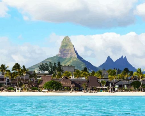 Aesthetic Flic En Flac Beach Mauritius Seascape paint by numbers