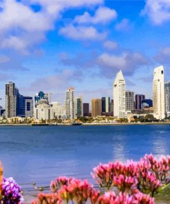 Aesthetic San Diego Skyline Viewpoint Coronado paint by numbers