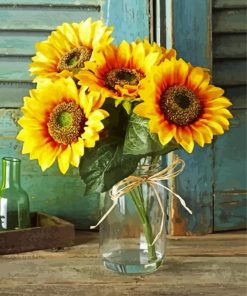 Aesthetic Yellow Sunflower Vase paint by numbers