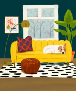 Aesthetic Dog on The Couch paint by numbers