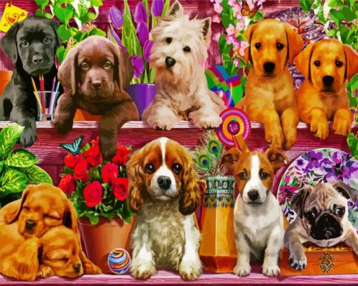 Aesthetic Puppies paint by numbers