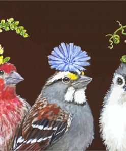 Birds with Hats paint by numbers