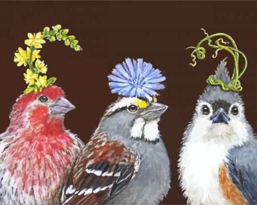 Birds with Hats paint by numbers