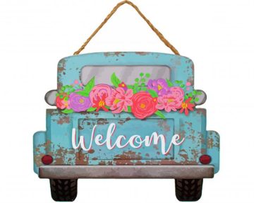 Blue Old Truck and Flowers paint by numbers