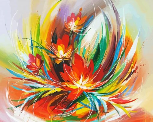 Colorful Abstract Flowers paint by numbers