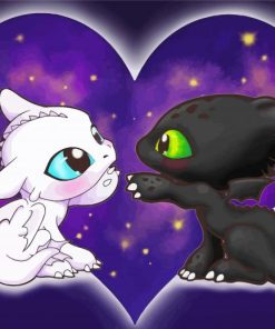 Cute Toothless and Light fury paint by numbers