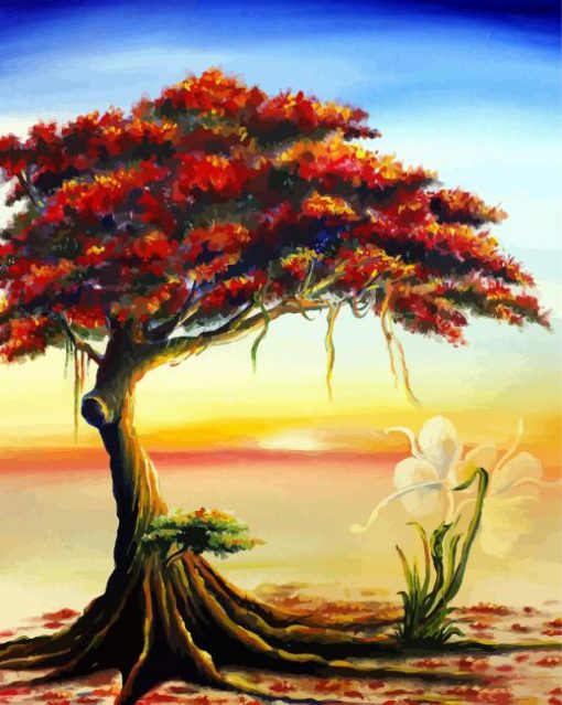 Flamboyan Tree paint by numbers