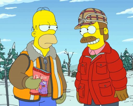 Flanders and Homer paint by numbers