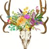 Floral Deer Skull paint by numbers