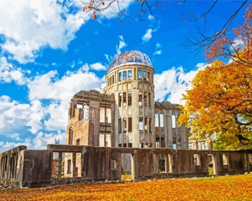 Hiroshima Atomic Bomb Dome paint by numbers