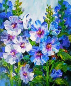 Hollyhocks Flowering Plant Art paint by numbers