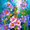 Hollyhocks Flowers Art paint by numbers