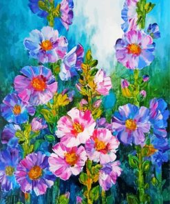 Hollyhocks Flowers Art paint by numbers