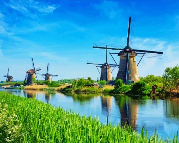 Kinderdijk Windmills paint by numbers