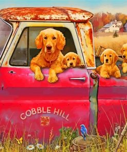 Puppies on a Truck paint by numbers