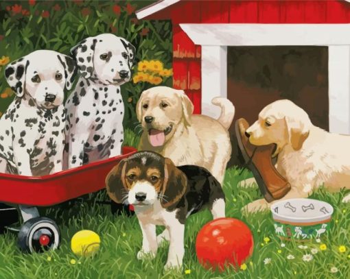 Puppies Party paint by numbers