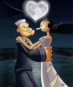 Romantic Popeye and Olive paint by numbers