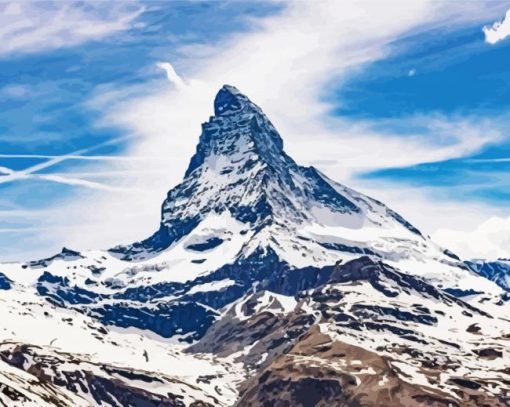 Snowy Matterhorn Mountain paint by numbers