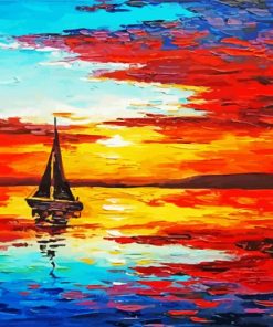 Sunset Sail Boat paint by numbers