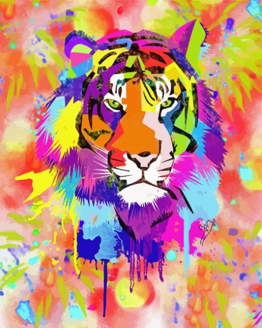 Watercolor Tiger Splatter Maria Mata Paint By Number