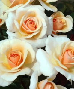 White and Orange Floribunda Flowers paint by numbers