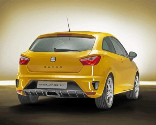 Yellow Ibiza Cupra paint by numbers