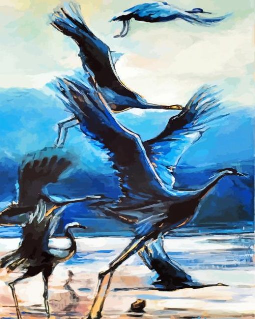 Abstract Crane Birds Art paint by numbers