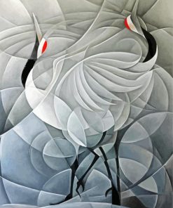 Abstract Crane Birds paint by numbers