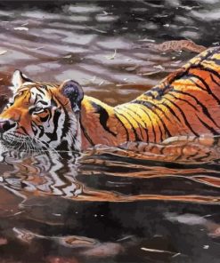 Aesthetic Realistic Tiger Animal in Water paint by numbers