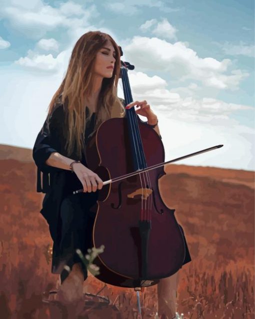 Aesthetic Woman Playing Cello paint by numbers