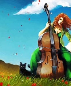 Anime Woman Playing Cello paint by numbers