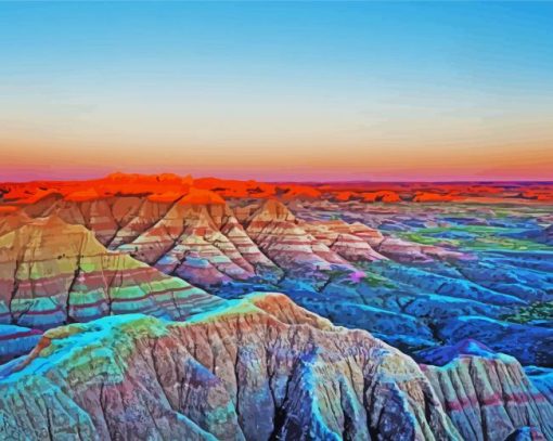 Badlands National Park South Dakota Sunset paint by numbers