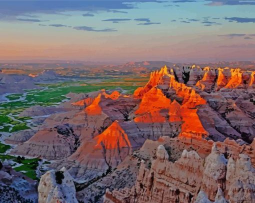 Badlands Sunset Landscape paint by numbers