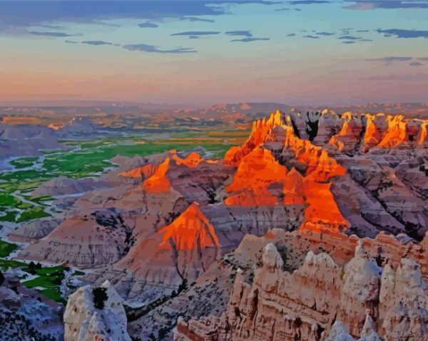 Badlands Sunset Landscape paint by numbers