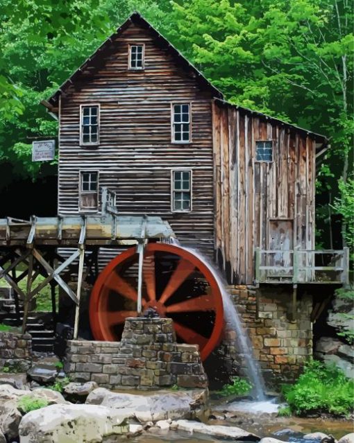 Beautiful Old Water Mills paint by numbers