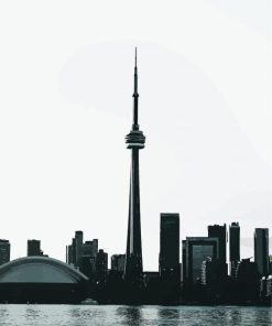 Black and White Cn Tower paint by numbers