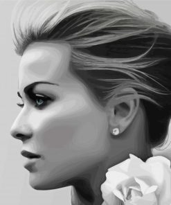 Black and White Female Side Profile paint by numbers