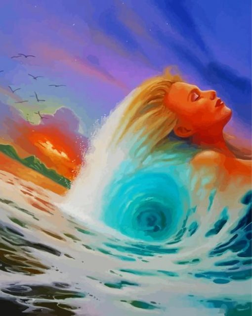 Blond Sea Girl Art paint by numbers